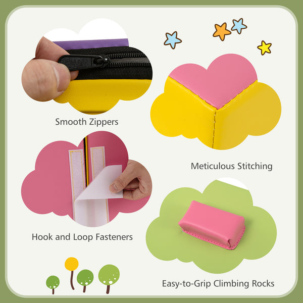 6-Piece Foam Climbing Blocks with Hook and Loop Fasteners for Toddlers & Kids