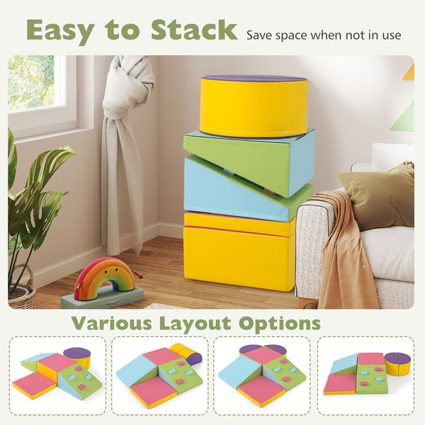 6-Piece Foam Climbing Blocks with Hook and Loop Fasteners for Toddlers & Kids