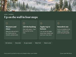 Watercolor Canoe Lake Camping Wall Mural, image 9