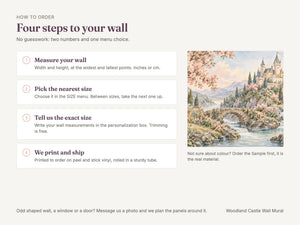 Watercolor Woodland Castle Fairy Tale Wall Mural, image 6