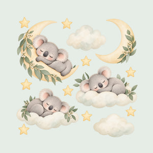 Sleeping Koala Moon and Clouds Wall Decals, Set of 15, image 1