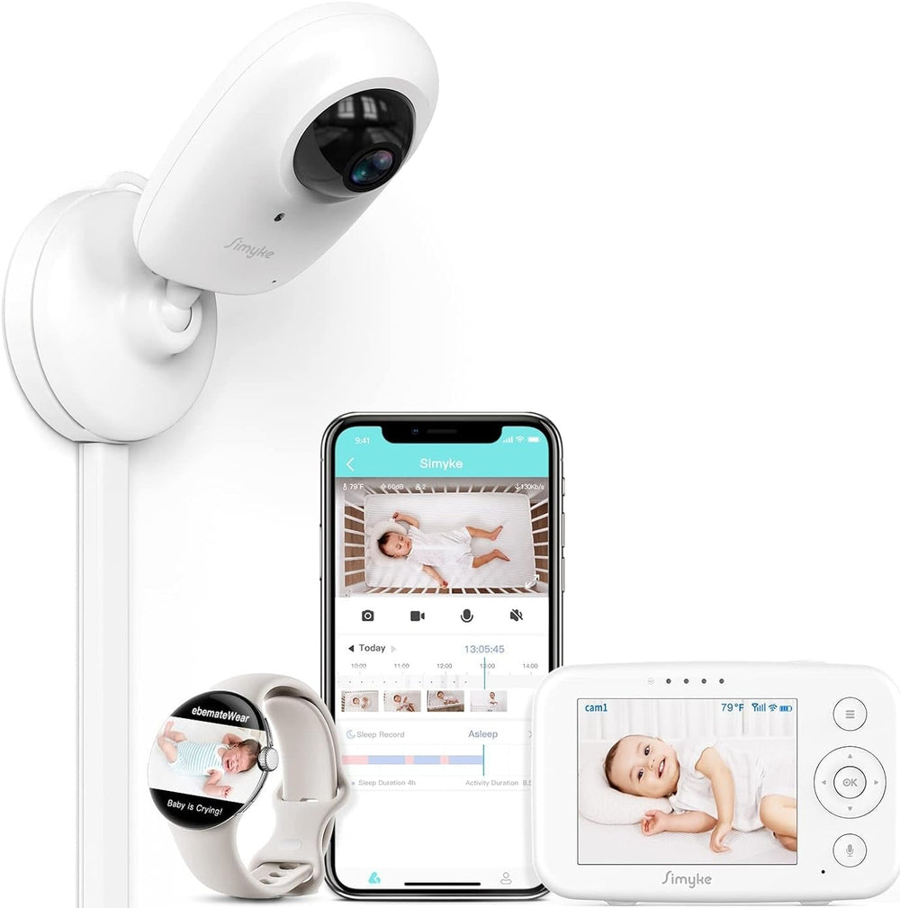 Simyke Smart Baby Monitor: 1080P Camera + 3.5” LCD Display, Smartwatch Connectivity