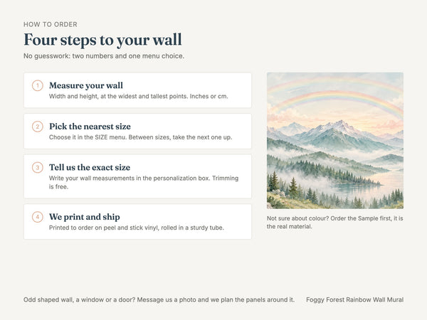 Watercolor Foggy Forest Rainbow Wall Mural, image 5
