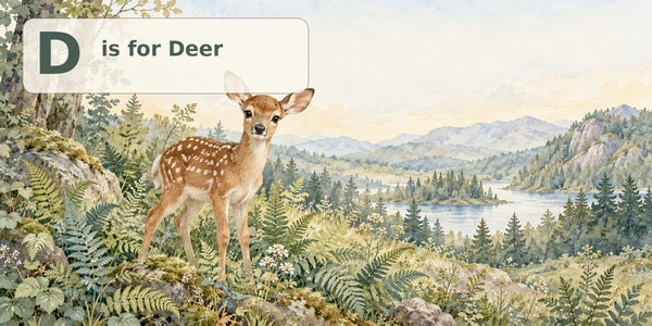 Watercolor D is for Deer Alphabet Wall Mural, image 3