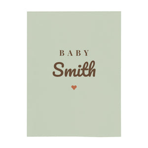 Baby Surname minky baby blanket in sage