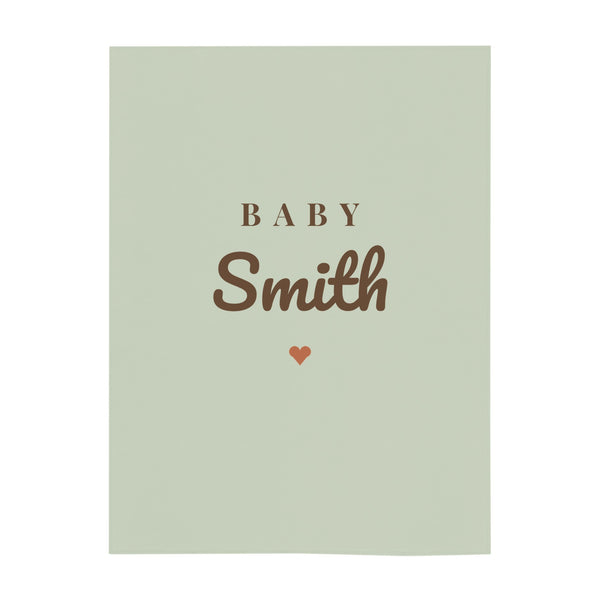 Baby Surname minky baby blanket in sage
