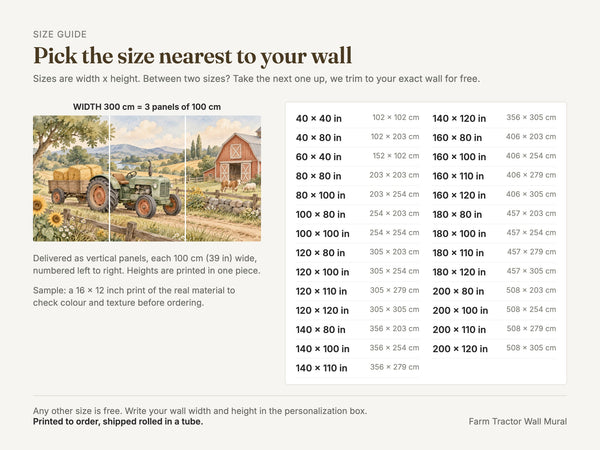 Watercolor Farm Tractor Wall Mural, image 5