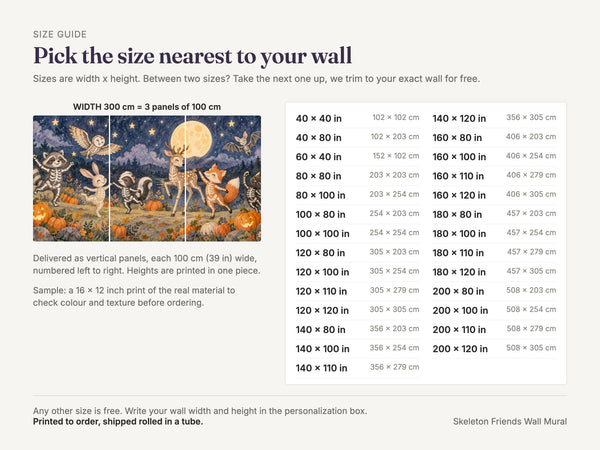Watercolor Skeleton Friends Halloween Wall Mural, image 5