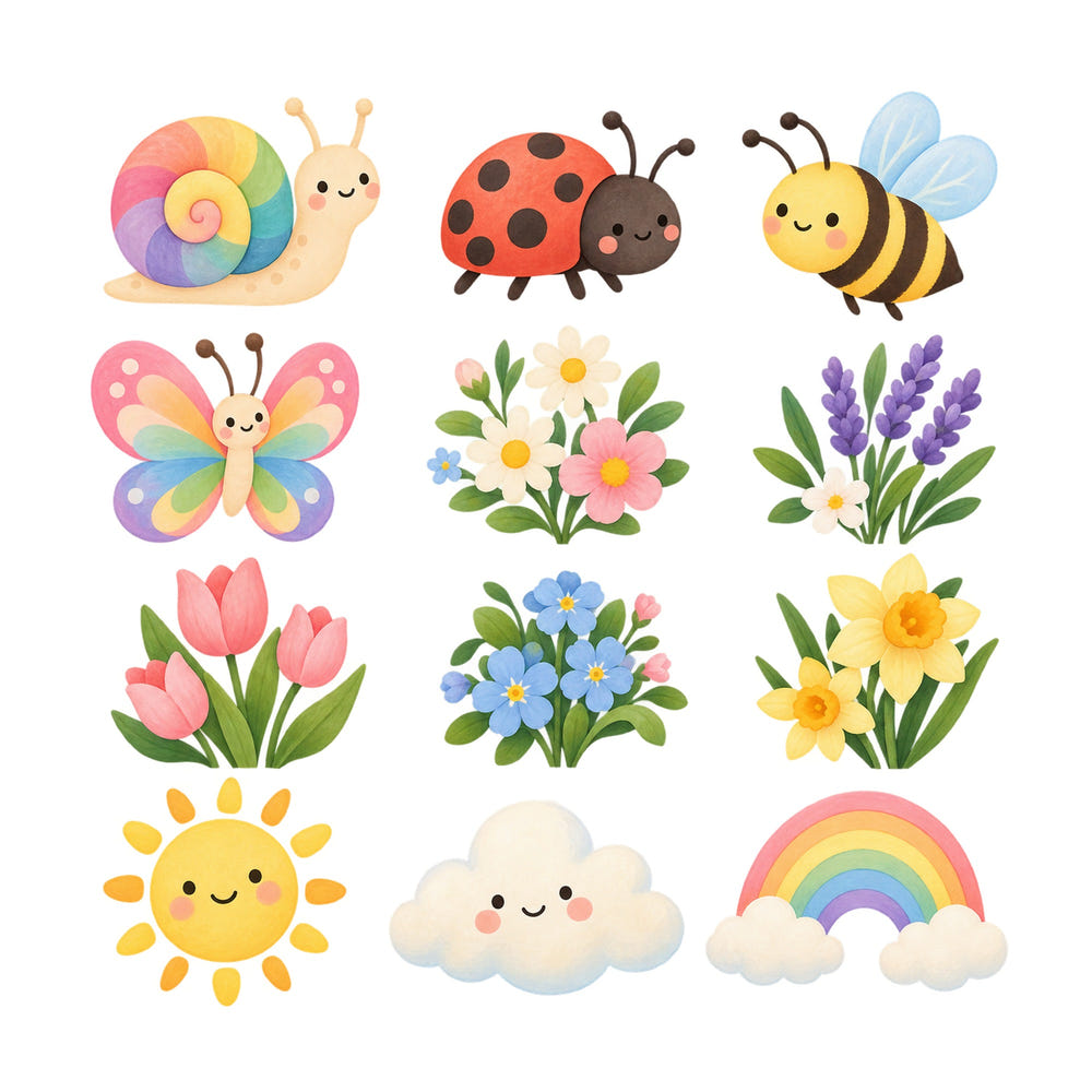 Rainbow Garden Wall Decals, Set of 12, image 1