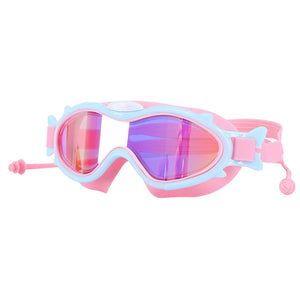 Kids Swim Goggles With Ear Plugs UV Protection Anti-Fog Leak Proof Wide View Pool Swimming Goggles For Youth Boys Girls Aged 3-16 Years Old Summer Bea