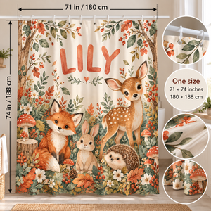 Woodland Friends personalized shower curtain size 71 x 74 inches