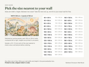 Watercolor Rainbow Dinosaurs Wall Mural, image 5