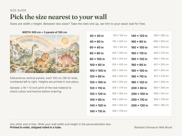 Watercolor Rainbow Dinosaurs Wall Mural, image 5