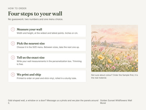 Watercolor Golden Sunset Wildflowers Wall Mural, image 5