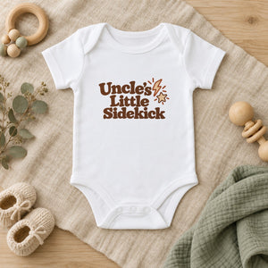 Uncle's Little Sidekick baby bodysuit in white