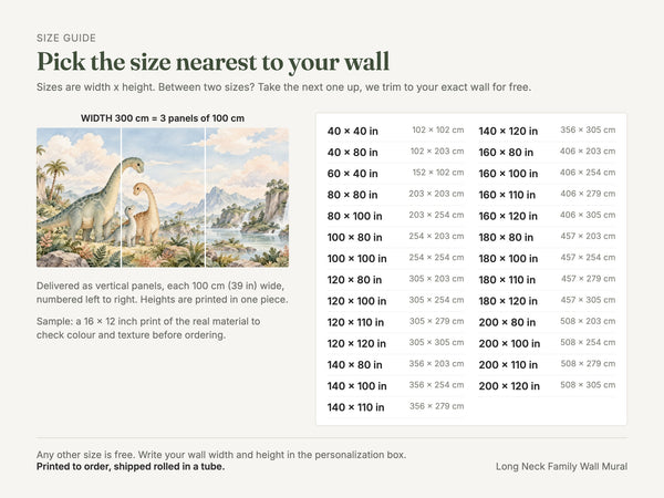 Watercolor Long Neck Family Dinosaur Wall Mural, image 5