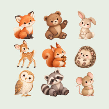 Baby Woodland Animal Wall Decals, Set of 9, image 1