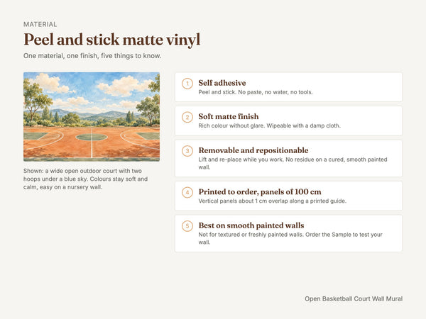 Watercolor Open Basketball Court Wall Mural, image 7