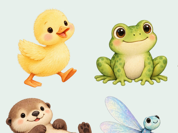 Baby Pond Animal Wall Decals, Set of 9, image 4