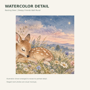 Watercolor Resting Deer Wall Mural, image 4