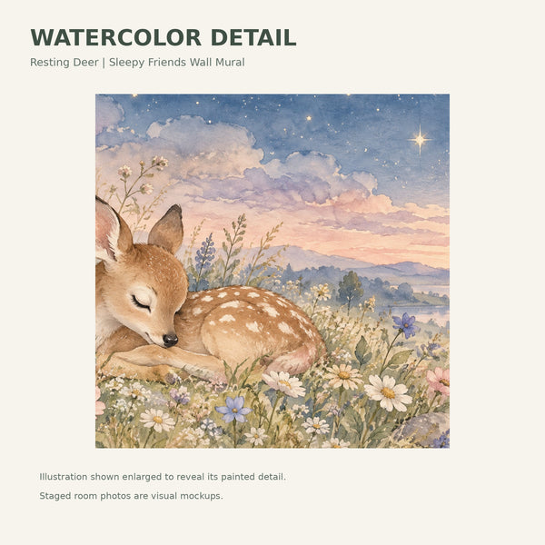 Watercolor Resting Deer Wall Mural, image 4
