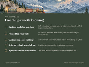 Watercolor Moonlit Train Wall Mural, image 10