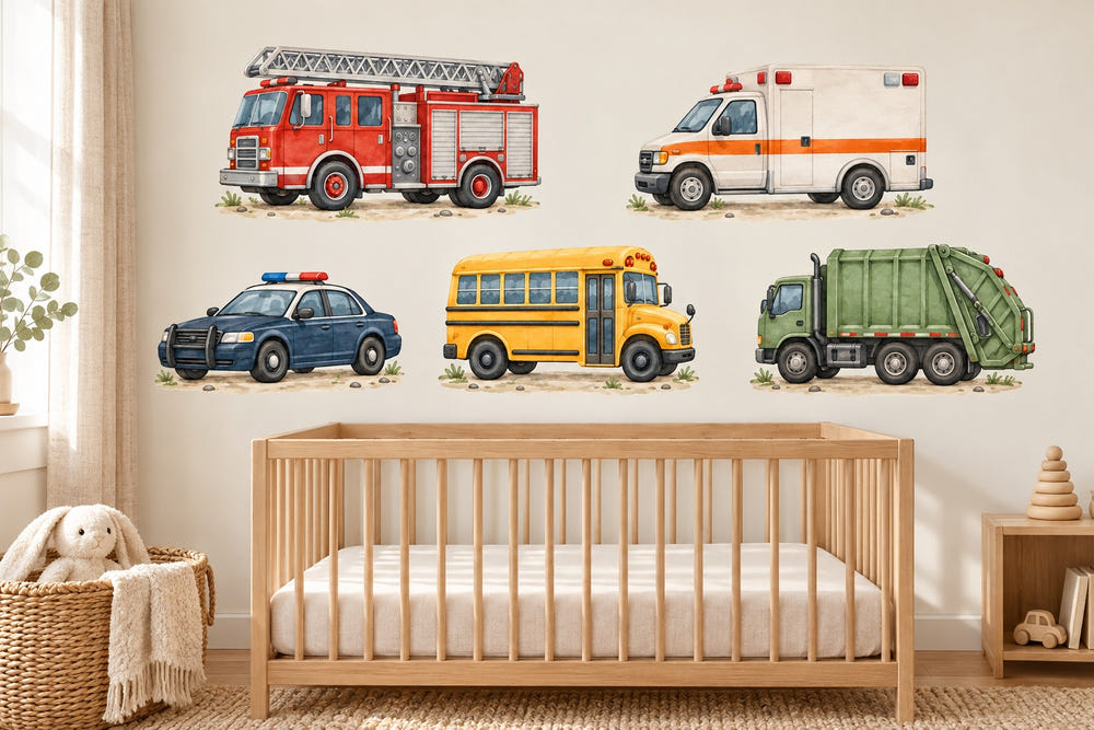 City Vehicle Wall Decals, Set of 5 (Set 3), image 1
