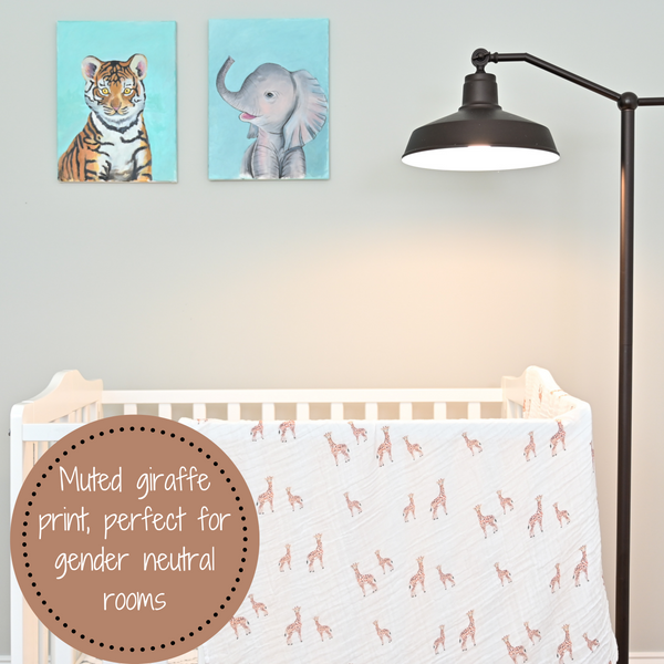 Baby Giraffe Swaddle Blankets: 47" x 47" 100% Muslin Cotton - MOOGCO Baby