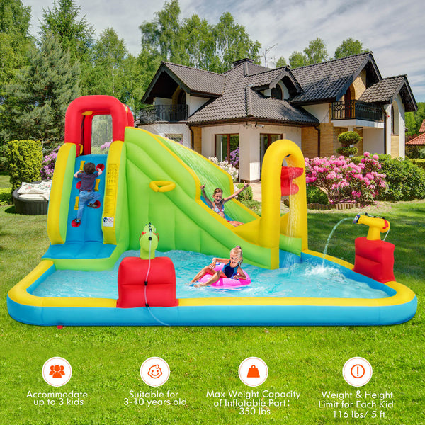 Outdoor Inflatable Water Bounce House with 480W Blower - Heavy-Duty