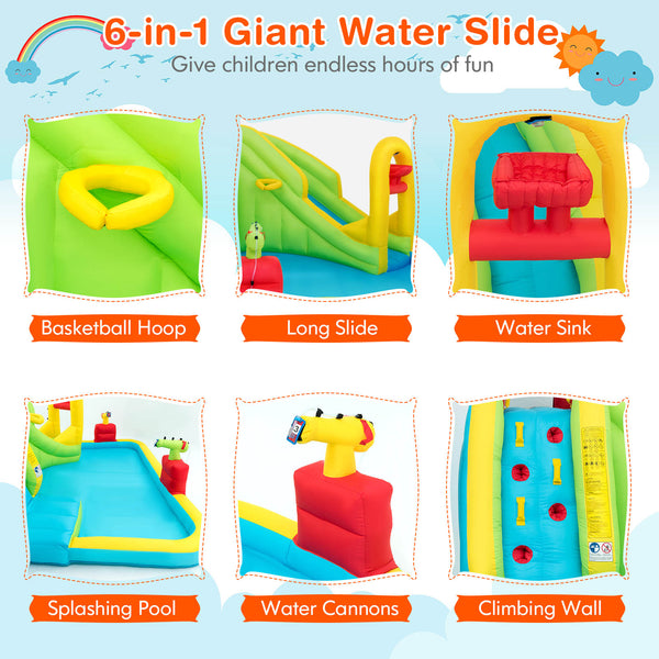 Inflatable Splash Jump Slide Water Bounce without Blower for Newborns & Infants