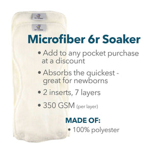 8 pack - Microfiber 6r Soaker Sets (16 Cloth Diaper Inserts)