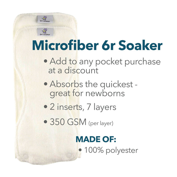 8 pack - Microfiber 6r Soaker Sets (16 Cloth Diaper Inserts)