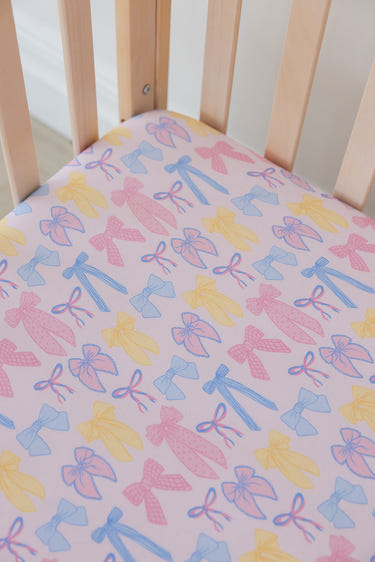 Madelyn crib sheet in soft fabric, perfect for baby bedding and sleep comfort.
