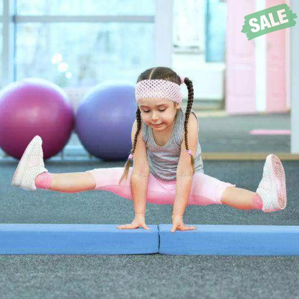 7 FT Folding Balance Beam with Removable Suede Cover and Non-slip Bottom-Navy Baby Gyms & Playmats