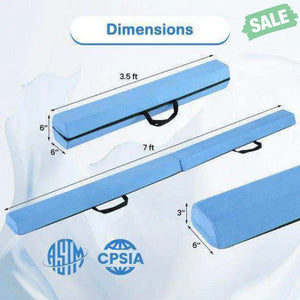7 FT Folding Balance Beam with Removable Suede Cover and Non-slip Bottom-Navy Baby Gyms & Playmats