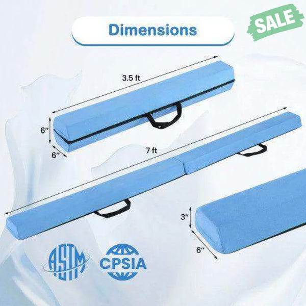 7 FT Folding Balance Beam with Removable Suede Cover and Non-slip Bottom-Navy Baby Gyms & Playmats