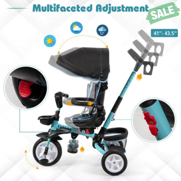 7-in-1 Detachable Baby Stroller with Canopy and Safety Harness-Pink Baby Strollers