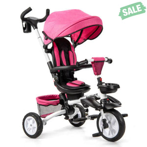 7-in-1 Detachable Baby Stroller with Canopy and Safety Harness-Pink Baby Strollers