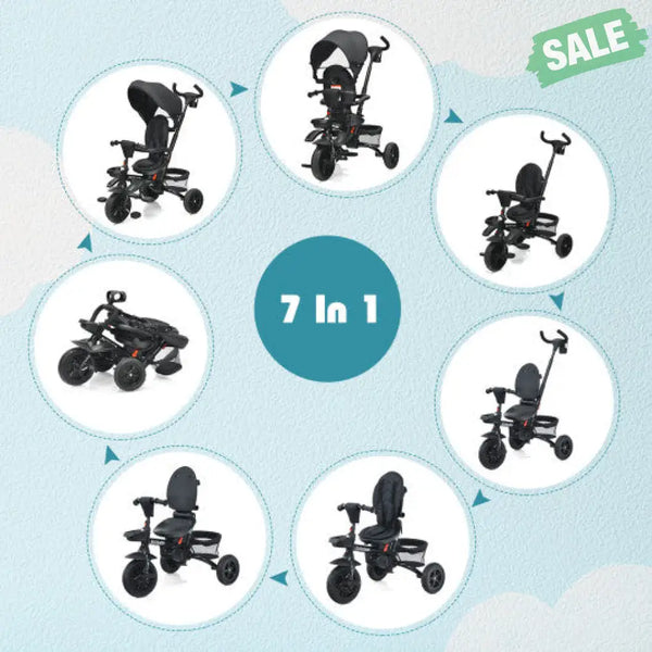 7-in-1 Detachable Baby Stroller with Canopy and Safety Harness-Pink Baby Strollers