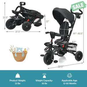 7-in-1 Detachable Baby Stroller with Canopy and Safety Harness-Pink Baby Strollers