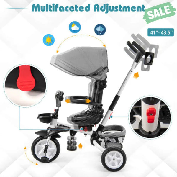 7-in-1 Detachable Baby Stroller with Canopy and Safety Harness-Pink Baby Strollers