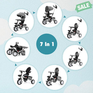 7-in-1 Detachable Baby Stroller with Canopy and Safety Harness-Pink Baby Strollers