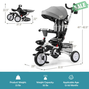 7-in-1 Detachable Baby Stroller with Canopy and Safety Harness-Pink Baby Strollers