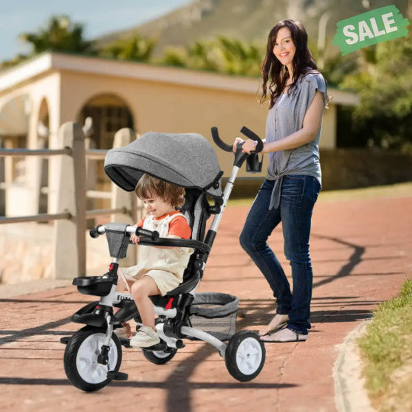 7-in-1 Detachable Baby Stroller with Canopy and Safety Harness-Pink Baby Strollers