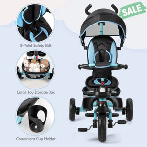 7-in-1 Detachable Baby Stroller with Canopy and Safety Harness-Pink Blue Baby Strollers