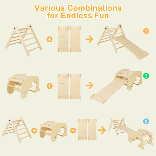 7-in-1 Indoor Climbing Toys for Toddlers with Reversible Ramp