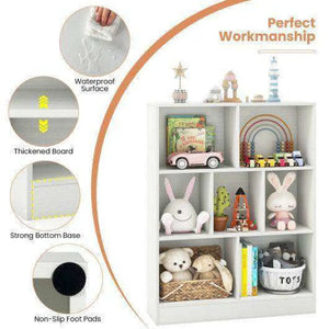 7-Section Freestanding Bookshelf for Kids Room Classroom Daycare Nursery-Natural Natural Kids Storage