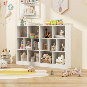 7-Section Freestanding Bookshelf for Kids Room Classroom Daycare Nursery-Natural Natural Kids Storage