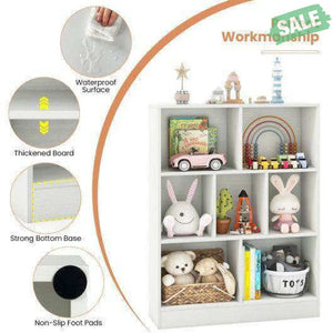 7-Section Freestanding Bookshelf for Kids Room Classroom Daycare Nursery-White