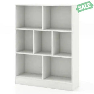 7-Section Freestanding Bookshelf for Kids Room Classroom Daycare Nursery-White